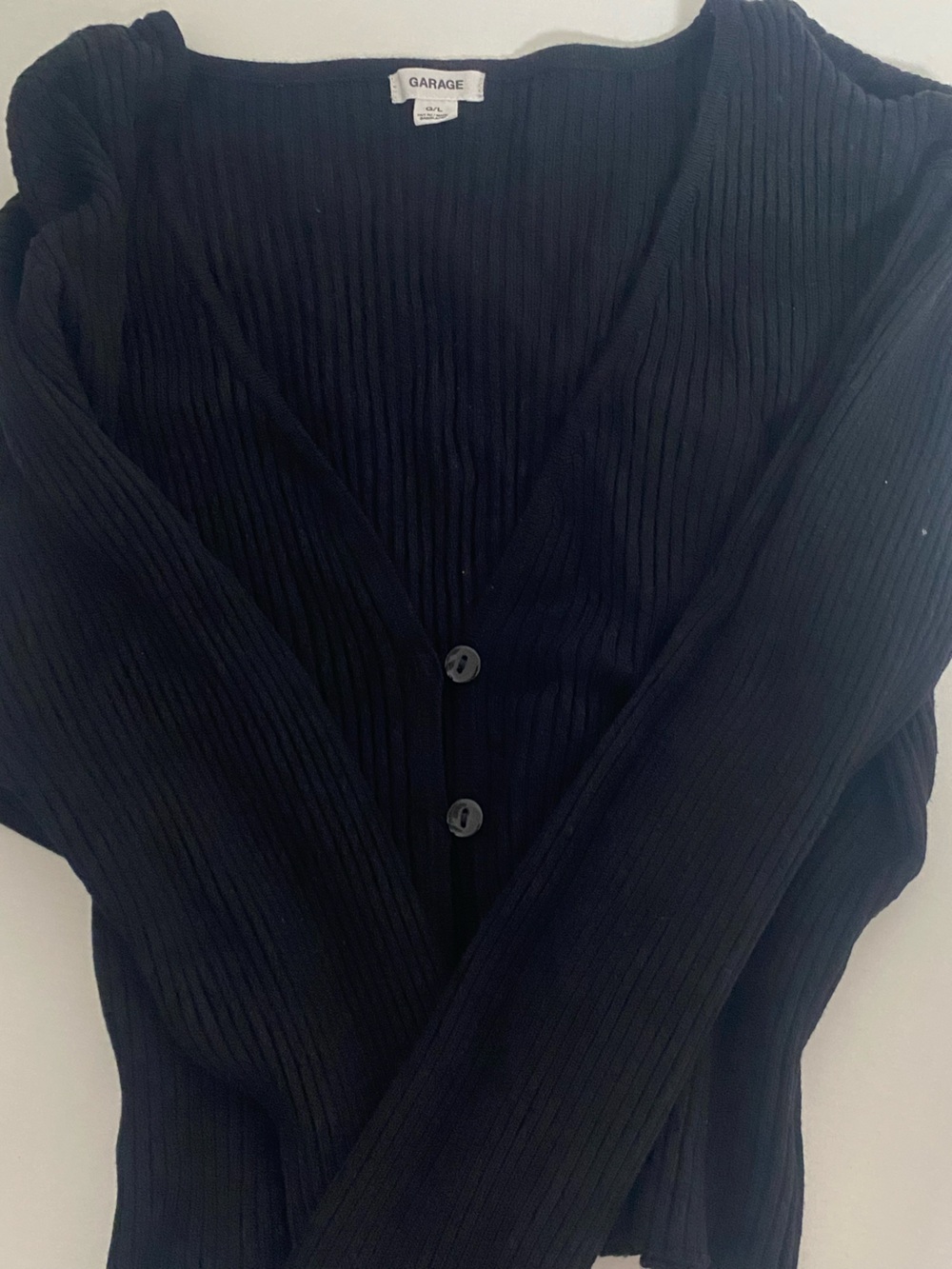 Garage Black Ribbed V-Neck Cardigan